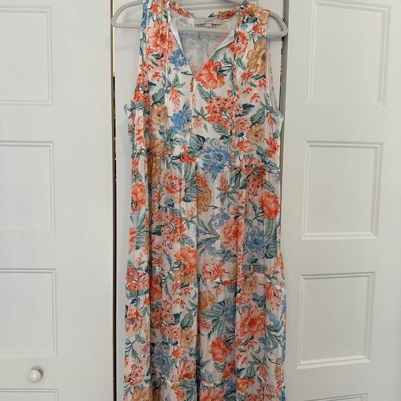LOFT Dresses & Skirts - Elegant Floral Maxi Dress - Blue and Orange